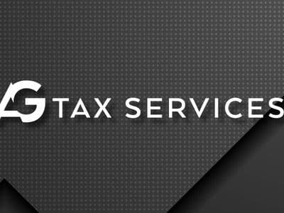 AG Tax Services logo on dark textured background.