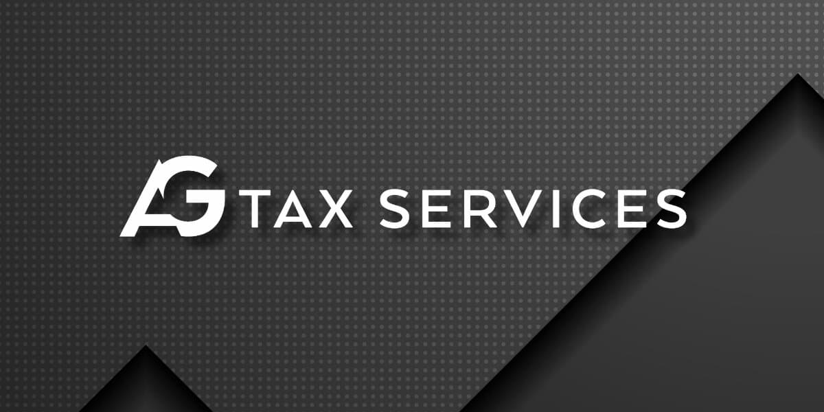 AG Tax Services logo on dark textured background.