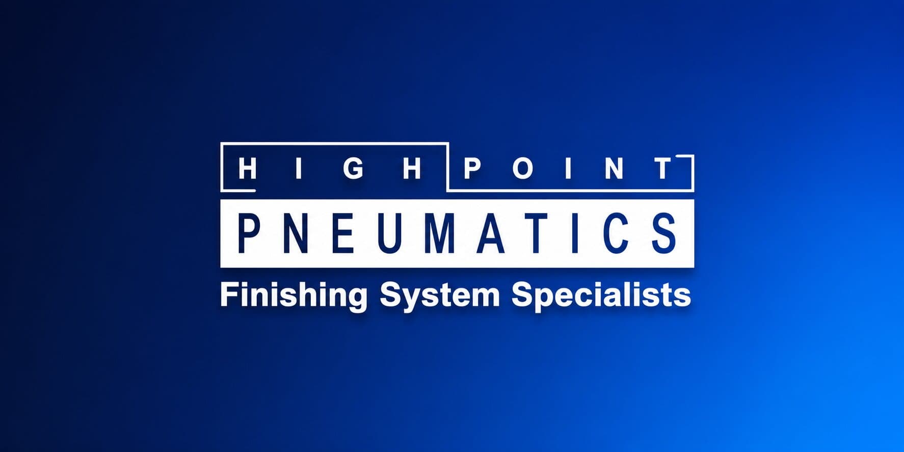 High Point Pneumatics logo with tagline “Finishing System Specialists” on blue background.