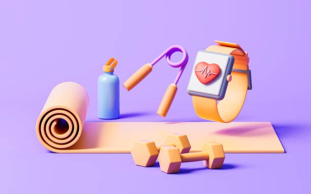 Fitness with cartoon style, 3d rendering. digital drawing.