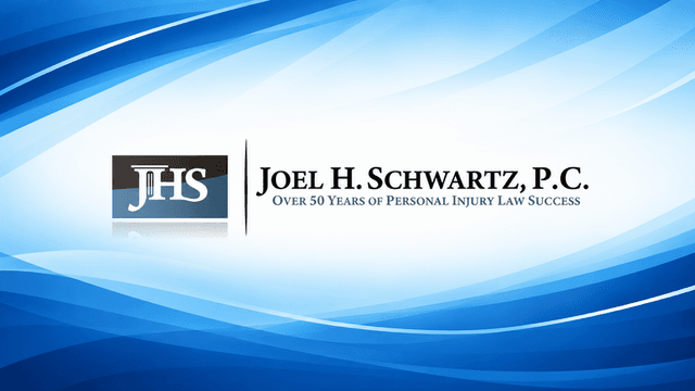 Logo of Joel H. Schwartz P.C. on a blue wave background with law emphasis