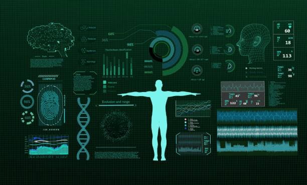 Technology science concept dna futuristic on monitor background.3d rendering