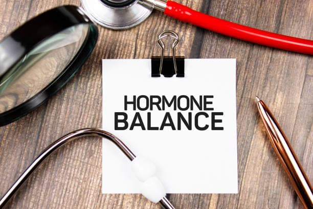The hormonal balance text. hormonal balance medical concept.