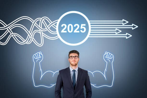 Solution concepts new year 2025 on visual screen